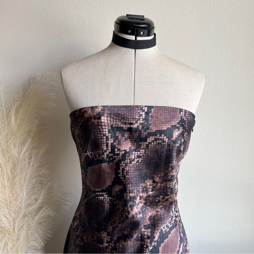 Strapless Neutral Python Maxi Slip Dress NWT - image 6